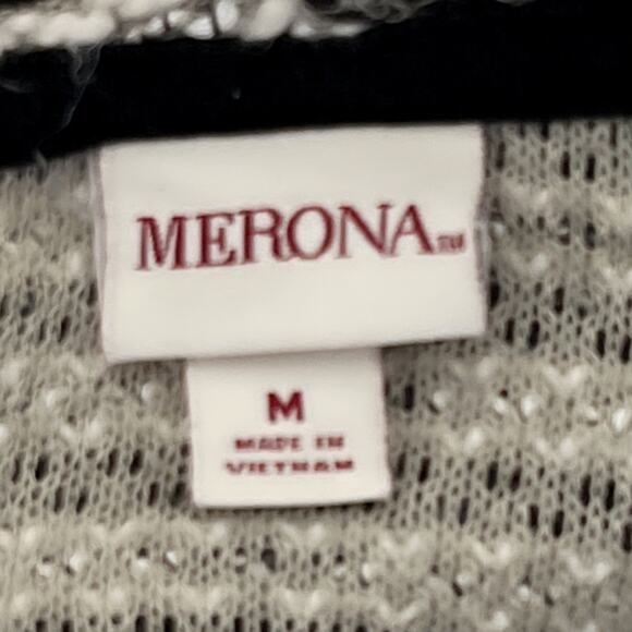 Merona Textured Black & White Cowl Neck Sweater Rayon/Cotton Blend Size Medium - Picture 4 of 5